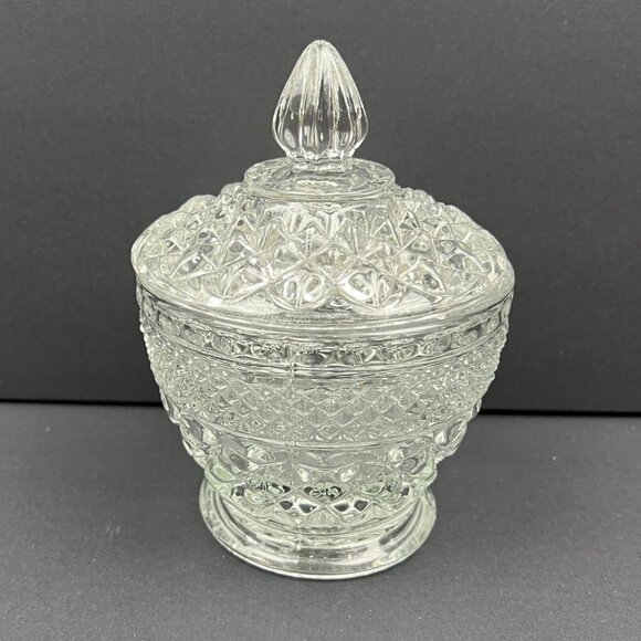 Vintage Anchor Hocking Glass Wexford Sugar Bowl‎ Jar With Lid Candy Dish - Picture 1 of 6